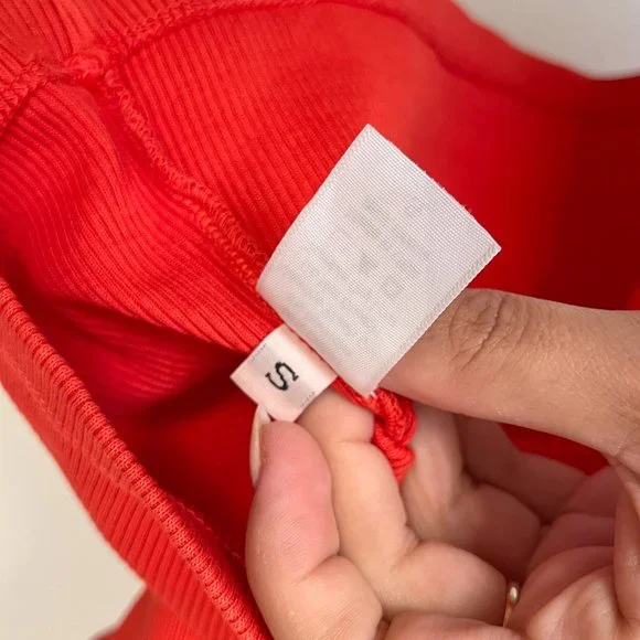 We The Free Free People Ribbed One Shoulder Tank In Red Orange Size Small - Picture 4 of 5